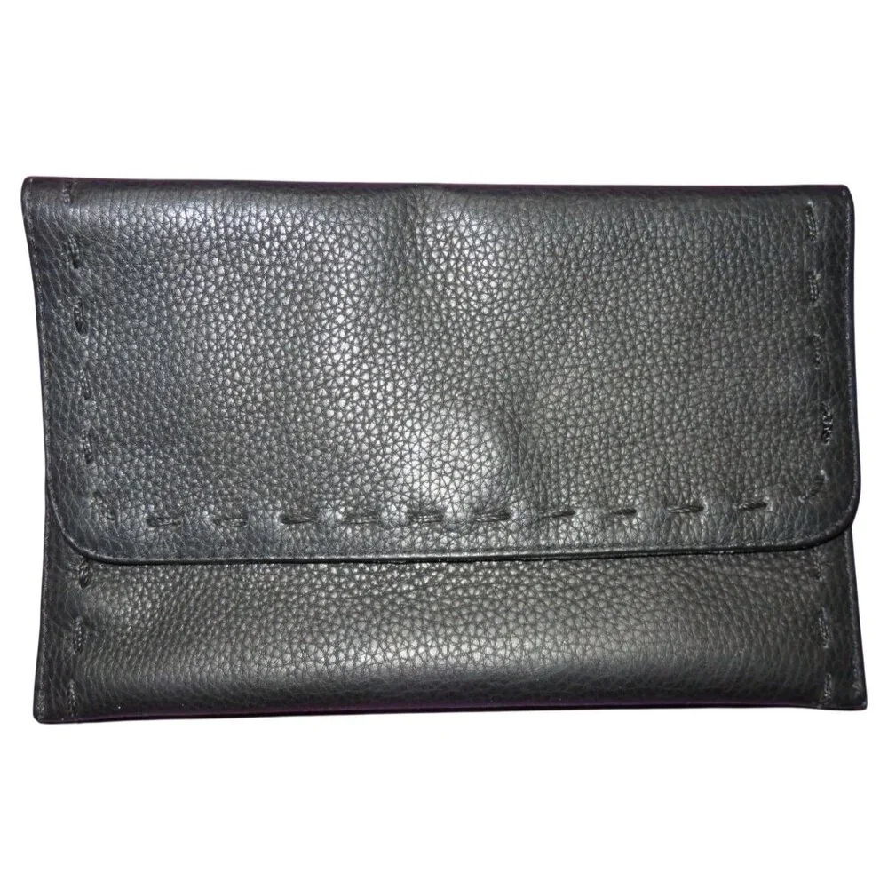 Fatto a Mano by Carlos Falchi Black Leather Top Handle satchel & matching wallet